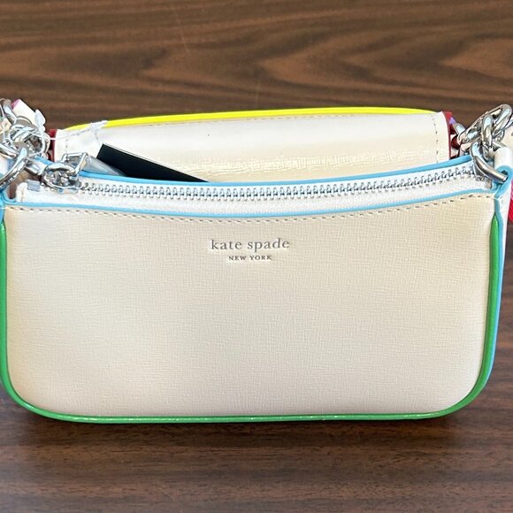Kate Spade New York Double up Rainbow Leather Crossbody - Picture 1 of 11
